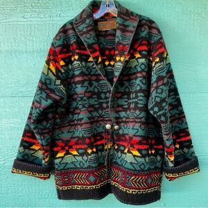 Vintage Bear Ridge Outfitters Southwestern Wool Jacket | Concho | Size Large